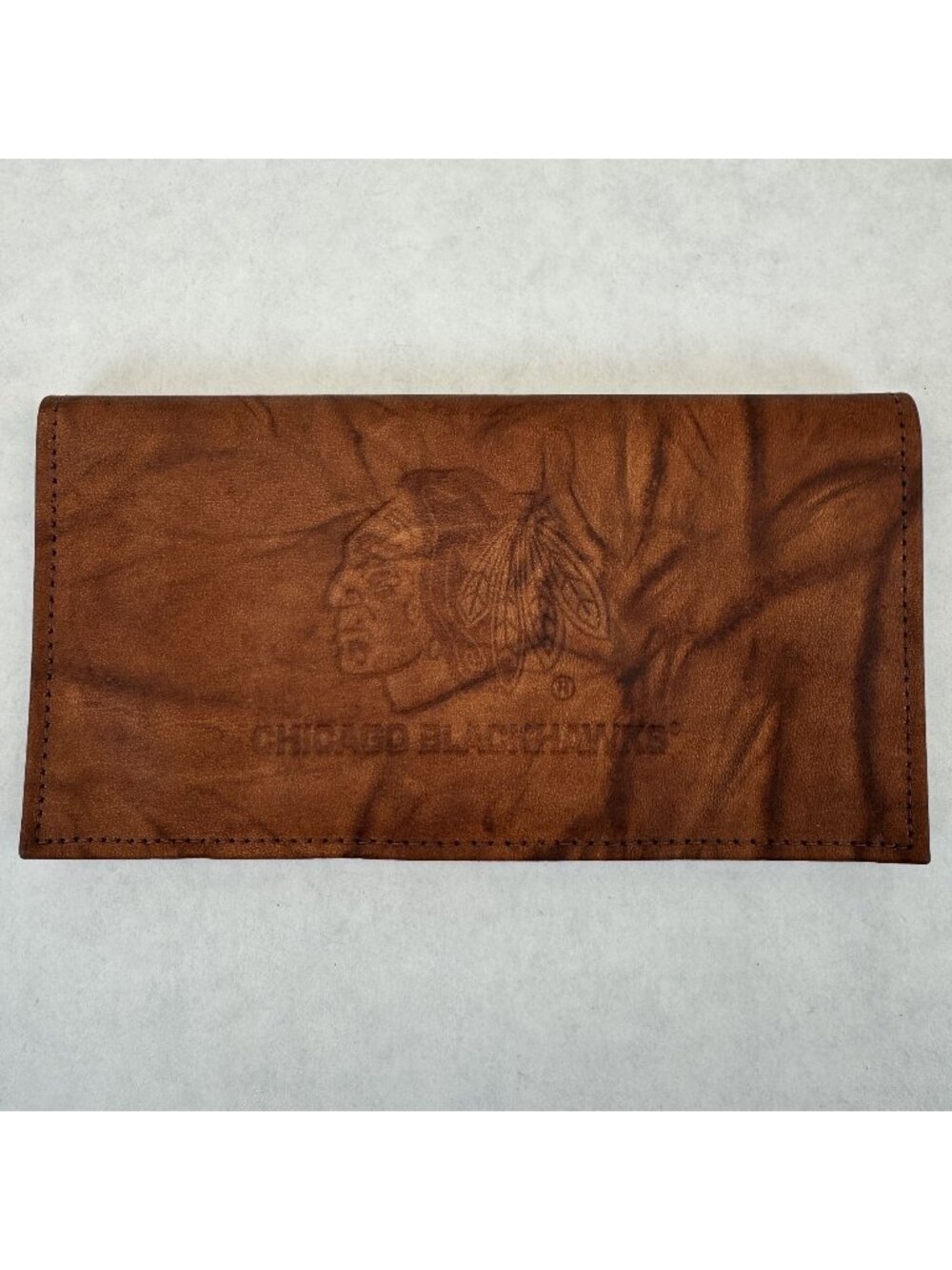 Chicago Blackhawks Genuine Leather Checkbook Cover Wallet NHL Embossed Rico NEW